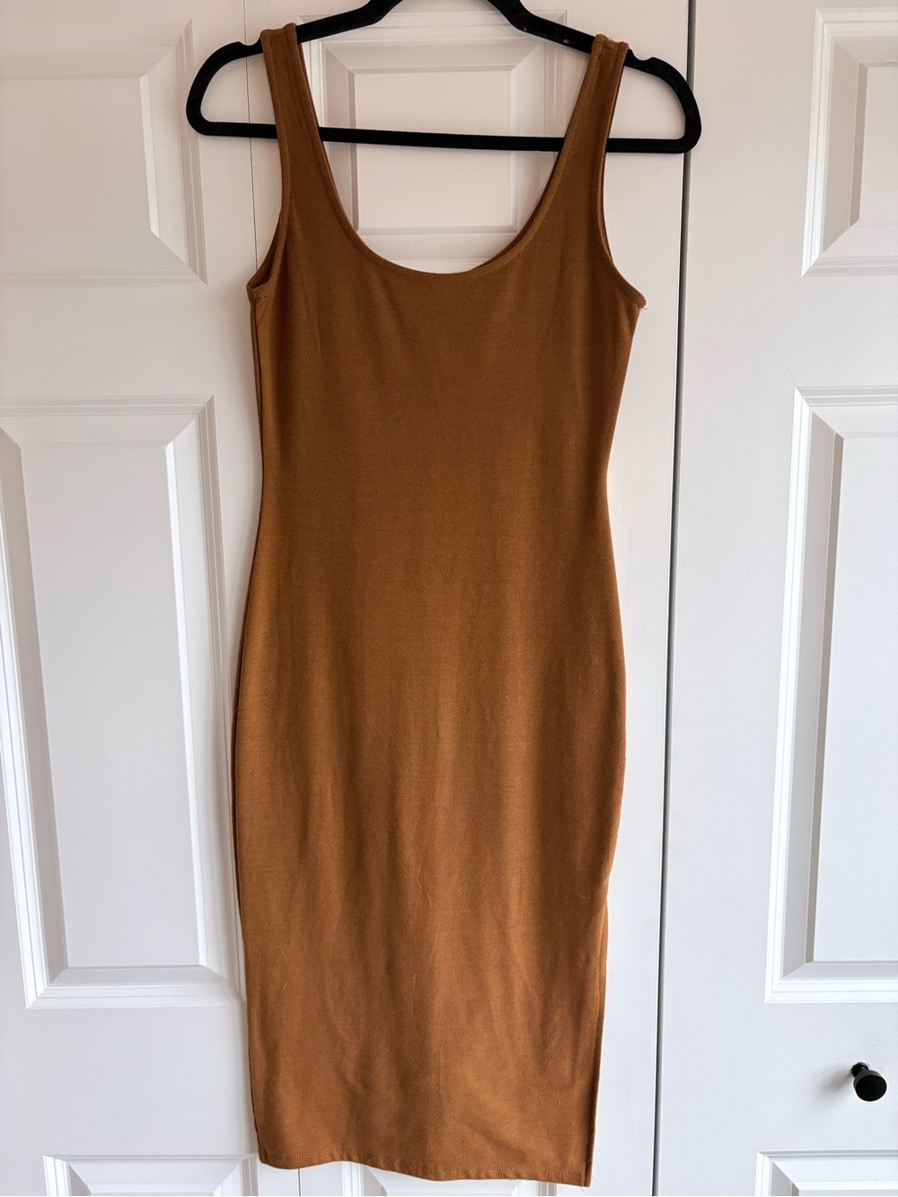 Midi Fitted Tank Dress in Camel, Women’s S